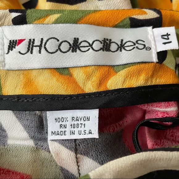 Vintage 1980s JH Collectibles 2 Piece Set Blouse and Skirt Hawaiian Floral 12/14 - Picture 12 of 12